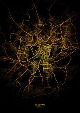 Yerevan City Map Gold