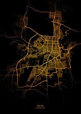 Salta City Map Gold