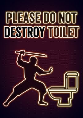 Funny Bathroom Neon Poster