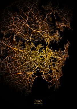 Sydney City Map Gold