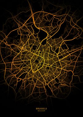 Brussels City Map Gold