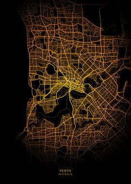 Perth City Map Gold