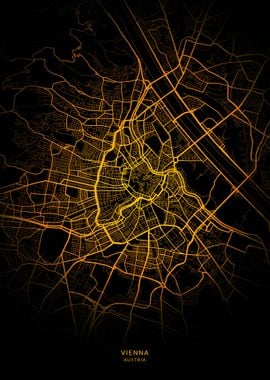 Vienna City Map Gold