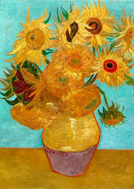 Vase with Twelve Sunflower