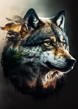 wolf double exposure