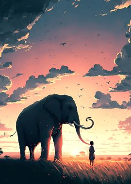 Elephant sunset