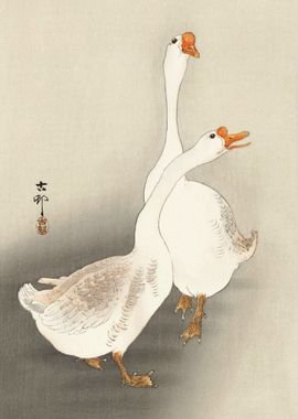 Two geese Ohara Koson