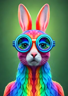 Retro Rainbow Rabbit