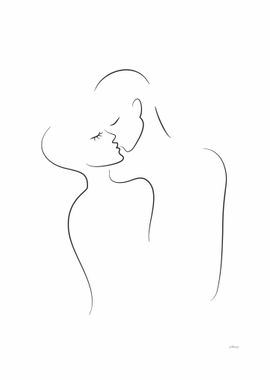 Romantic kiss drawing