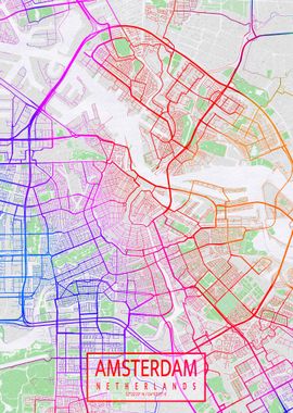 Amsterdam Map Colorful