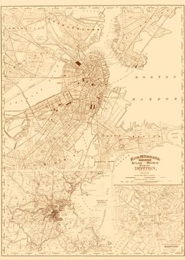 Boston yellow vintage map