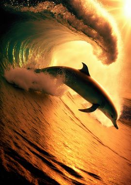 Dolphin surfing