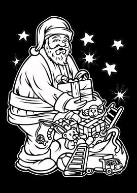 Santa Black and White 03