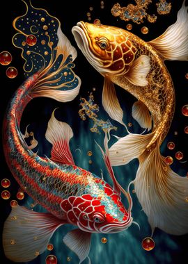 Japanese koi fish ' Poster, picture, metal print, paint by paxtonronalda
