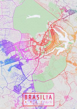 Brasilia City Map Colorful