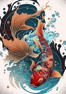 Koi Fish Tattoo Design - Koi Fish - Posters and Art Prints