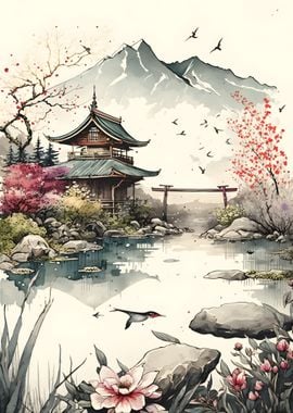 Vintage Asian Landscape