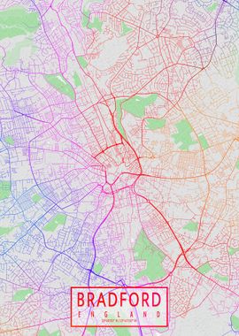 Bradford City Map Colorful