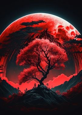 Red moon forest dark