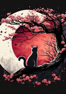 Cat Cherry Blossoms