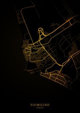 Fiumicino City Map Gold