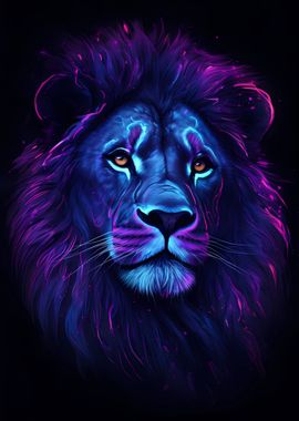 Neon Lion Head Portrait 2