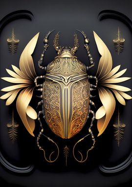 Queen Golden Black Beetle