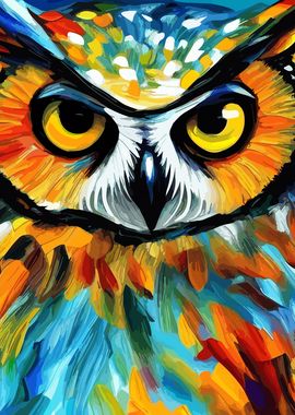 Cool Colorful Owl Portrait