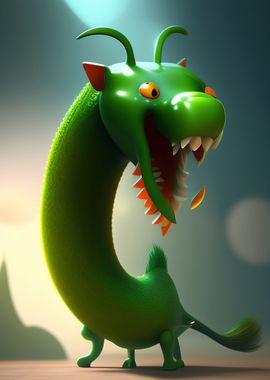 Green cute monster