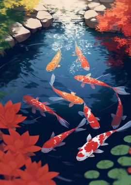 Pond koi fish aesthetic 