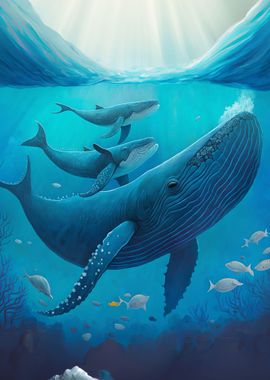 Blue whale family 