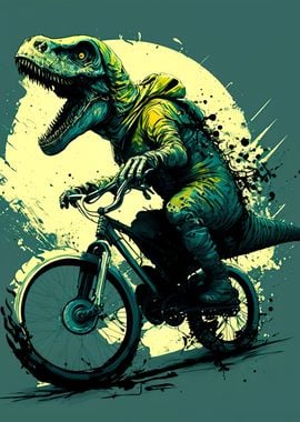 trex riding a motorcycle