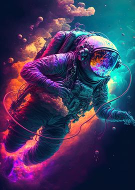 Neon Astronaut in Space