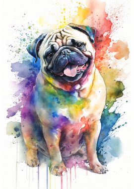 Pug Dog Watercolor