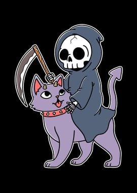 Grim Reaper Riding Cat