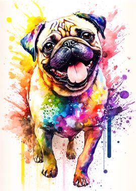 Pug Dog Watercolor