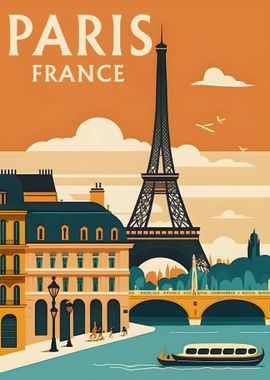 Paris France Travel Poster