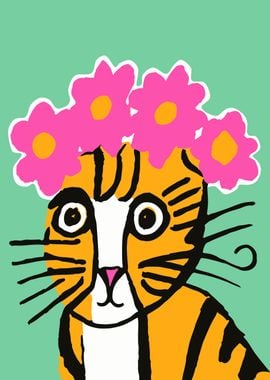 Cat with Flower Crown On