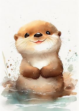 Otter Cute Watercolor