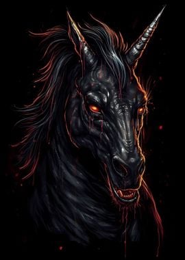 Dark Demon Horse' Poster, picture, metal print, paint by AI and ME