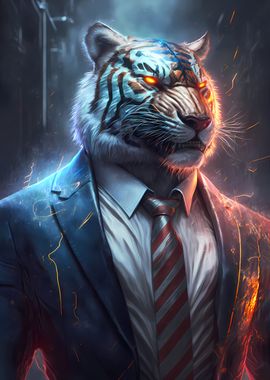 White Boss Tiger in Suit