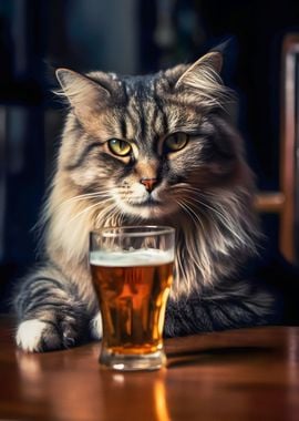 Cute cat and a beer