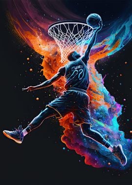 Basketball Sport Colorful' Poster, picture, metal print, paint by Ahmet  Thorpe