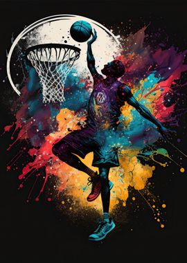 Poster Basketball - Colour Splash | Wall Art, Gifts & Merchandise 
