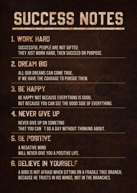 success notes metal wood