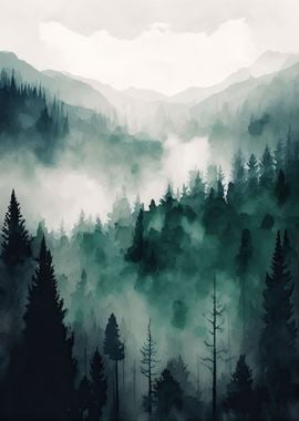 Foggy Green Forest 