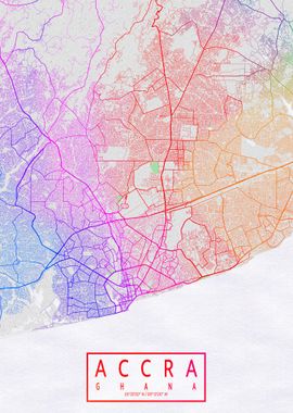 Accra City Map Colorful