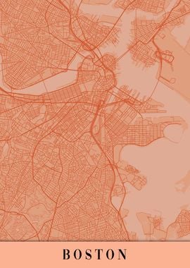 Boston Orange Map USA