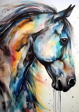 Wild Horse Watercolor Art