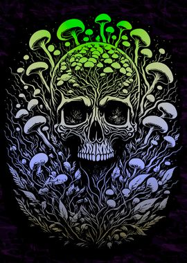 Psychedelic Fern Skull